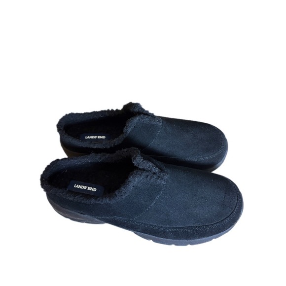 Lands' End Clogs Womens Size 9 Black Suede Slip On Comfort Shoes Mules Cozy Shoe - Picture 3 of 6